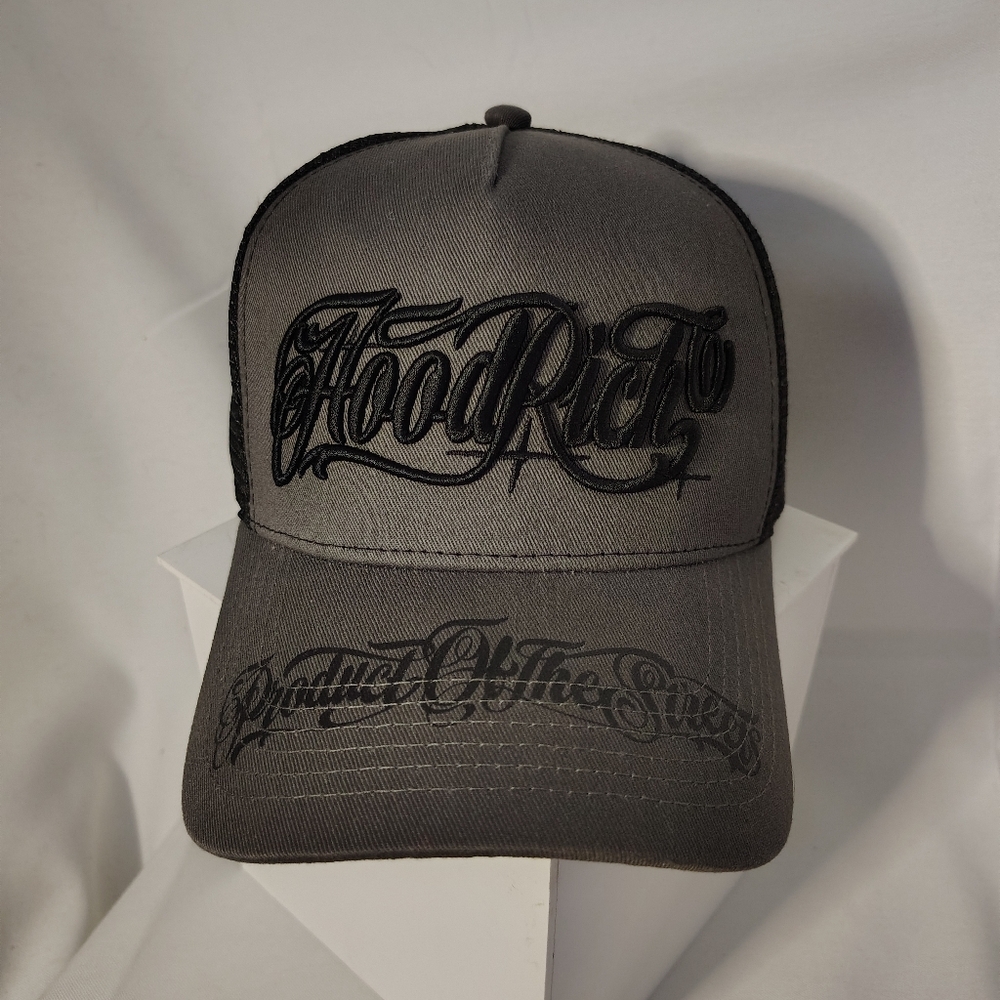 💲HoodRich "Product Of The Streets" Gray/ Black Men's Snapback  EUC